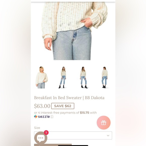 BB DAKOTA by Steve Madden Knitted Cream Sweater; Size Small - Picture 4 of 4